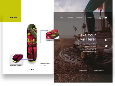 Skt8 Landing Page app brand branding design flat identity landing page landing page design minimal skate skate board skate deck skate or die skate shop skater skaters ui ux web website