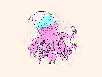 Ice Cream Octopus animal art art cartoon ice cream illustration octopus procreate