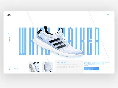 Game Of Thrones X Adidas adidas blue branding dailyui dailyux design digital game of thrones minimal shoe type typography ui uidesigner uidesignpatterns ux walker web website white