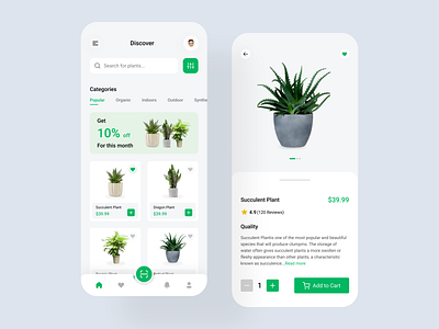 Plant Shop - Mobile App Design apps design clein design design e commerce figma design hero section landing page mobile apps modern design new design plant shop plant shop mobile app design plants store ui ui ux website