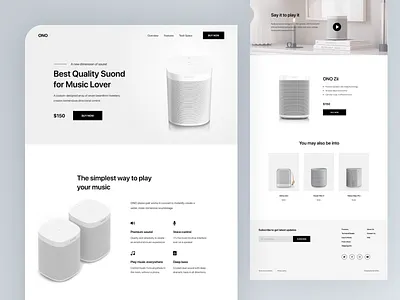 Ono - Smart Speaker Landing Page 2019 trend clean ecommerce shop ecommerce website header headphone landing page homepage lander landing page minimal design music online shop smart speaker smart speaker landing page speaker landing page trending design ui design ux design web design website