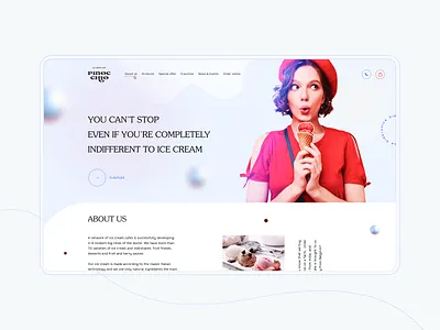 A responsive website for an ice-cream cafe animation cafe design figma figmotion ice cream interface reastaurant responsive ui uiux ux website веб дизайн сайт мороженного