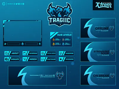 Tragiic Gaming Twitch Package Design brand branding esport esports gaming layout layout design logo mascot logo package twitch twitch package ui ux