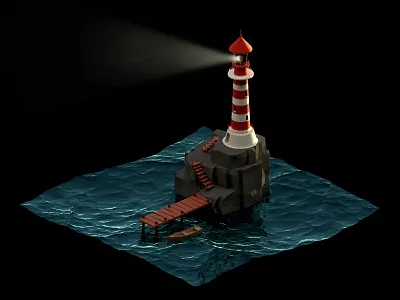Lighthouse 3d 3d art 3d artist blender blender 3d blender3d desiger design illustration lighthouse low poly polygon ui