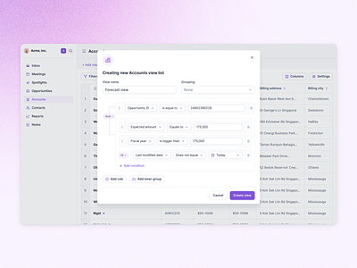 Accounts list accounts apollo crm filter filter by filtering filters hubspot list logic builder outreach query query builder saas sales salesforce sort by table table view zoominfo