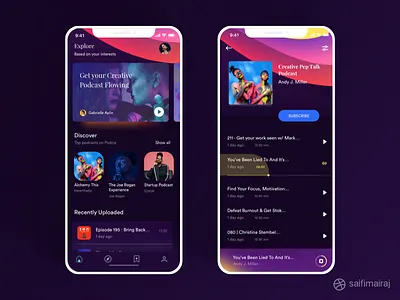 Podcast App Design creative mobile app design creative mobile app designer creative mobile app ideas dribble creative design mobile app design music app design music application podcast app podcast application design ui ui designer