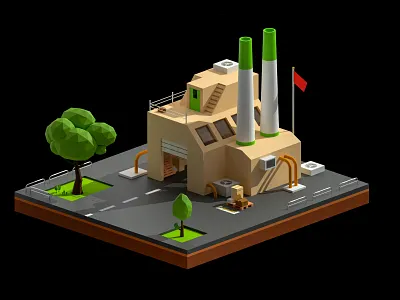 Factory 3d 3d art 3d artist blender blender 3d blender3d desiger design factory illustration low poly polygon