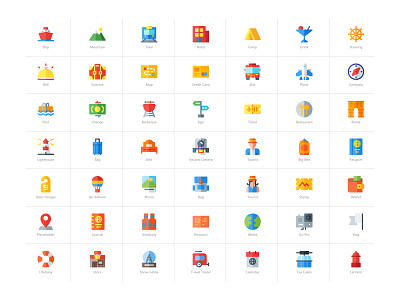 Travel Flat Icon Set action app art brand branding design flat flat design graphic design icon icon design iconography illustration travel icons ui ux vector web