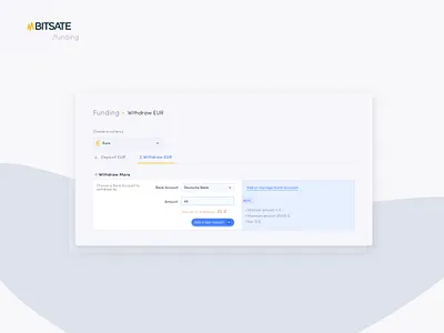 Bitsate Funding / Withdraw module branding card crypto crypto currency crypto dashboard crypto exchange crypto trading dashboad design exchange interface panel tabs trading card transaction ui ux
