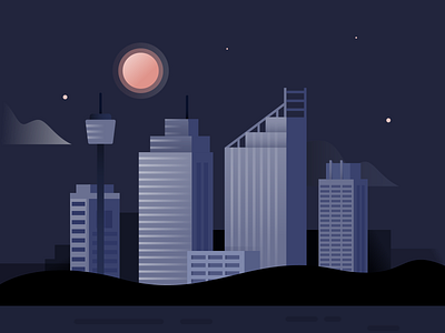 Sydney by night architecture australia building design flat illustration landscape sydney