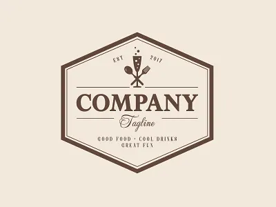 Elegant Vintage Restaurant / Champagne Logo Design badge branding brunch champagne classical culinary cutlery dinery elegant event framed glass gourmet high end logos restaurant retro traditional vintage winery
