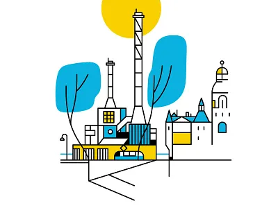 Gothenburg architecture geometric geometry gothenburg illustration lineart minimal sun sweden vector