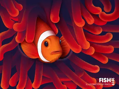 Fish clownfish coral editorial editorial art fish illustration sea