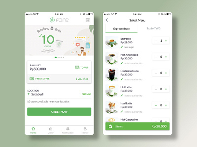 Fore Coffee-Order Flow Redesign app coffee coffee app design order food ordercoffee ui ux vector