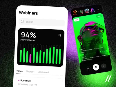 Webinar Mobile IOS App android animation app deesign app interaction chat dashboard design interaction interface ios mobile mobile app mobile ui online seminars statistics ui ux voice webinar