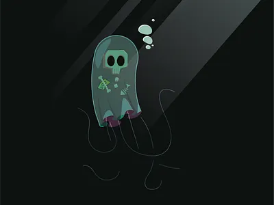 Jellyfish - sheet ghost cdchallenge characterdesignchallenge ghost ghostsandpoltergeists illustration jellyfish skull
