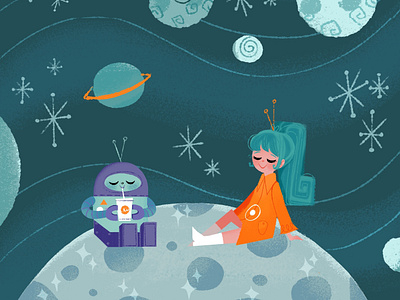 Penelope and Spot childrens illustration design fashion illustration kid lit mid century design mid century modern mid mod retro future space age