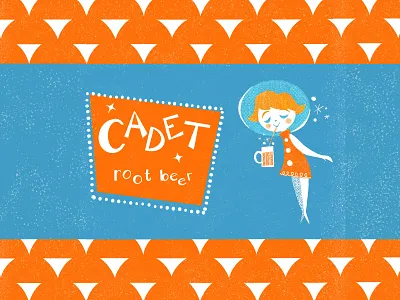 Cadet Root Beer childrens illustration design fashion illustration kid lit label design label mockup mid century design mid century modern mid mod packing retro future space age