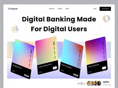 Digital Banking Landing Page axaydevikar bank services banking credit card debit card discount card finance financial website fintech landing page modern banking money management offer payments payroll platform purchase startup web design web3