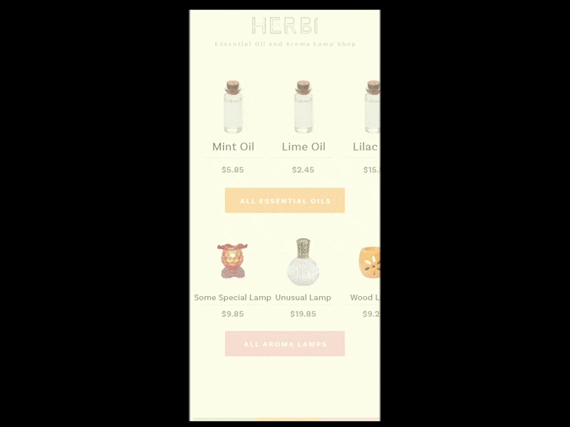 Essential oil shop adobexd animation app design madewithadobexd uiux vector