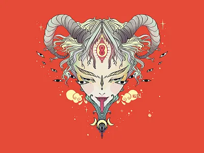 Third Eye Devil Girl adobe draw apple pencil artwork digital art drawing illustration ipad ipad art strange strange art tshirt design