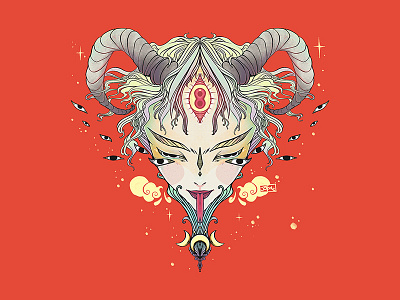 Third Eye Devil Girl adobe draw apple pencil artwork digital art drawing illustration ipad ipad art strange strange art tshirt design