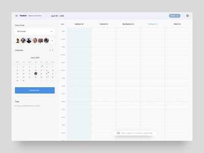 Tasker - Calendar UI adobe xd app calendar app calendar ui colors design design ui landing page sketch ui ui calendar ui design uiux webdesign