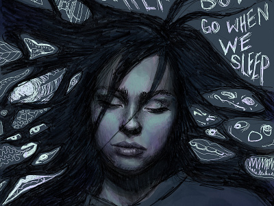 Where Do We Go When We Sleep album art billie eilish dark dream illustration illustrator loose music nightmare portrait singer sketch sketchy sleep songwriter
