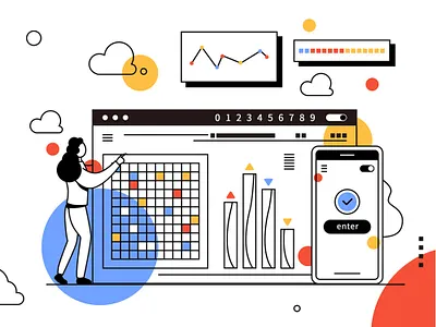 Data output 2 app character computer data design graphic illustration ui website