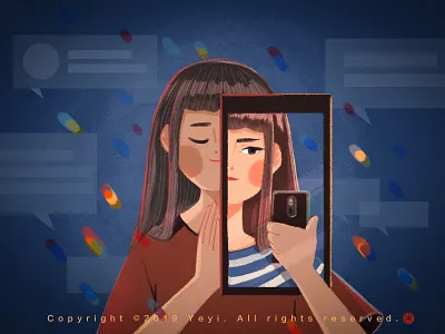 Another me in the world illustration，flat