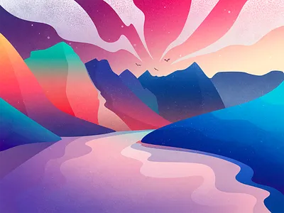 Mountain evening mountain river sunset