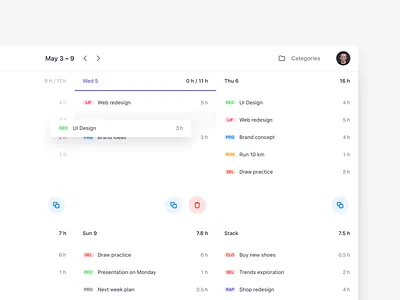 Flow App UI actions app calendar clean design drag drag and drop drop interface layout minimal ui uidesign user interface ux web
