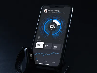 Xiaomi Mifit Redesign app blue cards clean flat infographic light mifit minimal mobile redesign responsive running simple sport statistics tooltip ui xiaomi