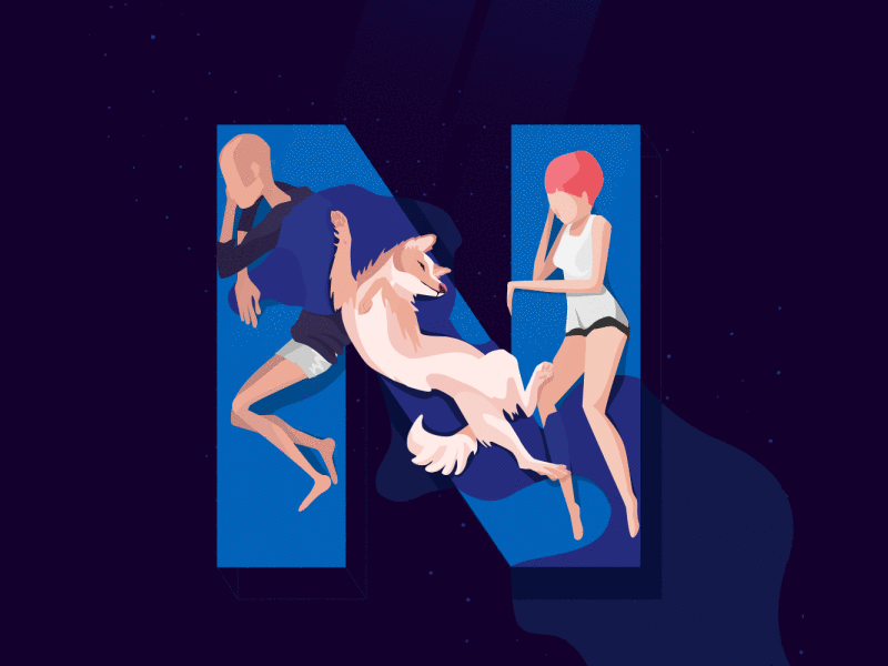 36 Days of Type - N 2d 36daysoftype after effect animated animation character dog gif illustration motion night sleep stars vector
