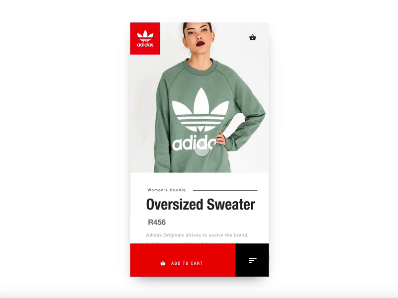 Adidas Originals Product detail adidas animation app design ecommerce ecommerce design gif invision studio invisionstudio ios iphone loading animation mobile ui ux animation ux design web design