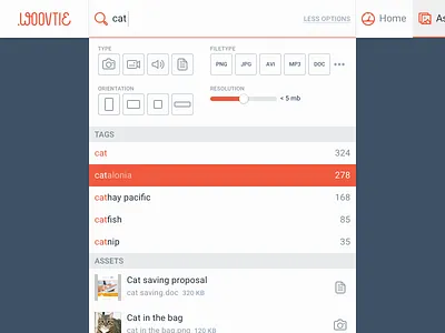 Woovtie search application asset management dam dashboard desktop search ui ux web app