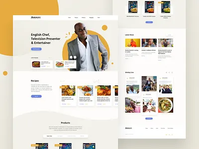 Celebrity Chef Homepage chef clean design food homepage light theme product promotional recipe social feed ui ux web