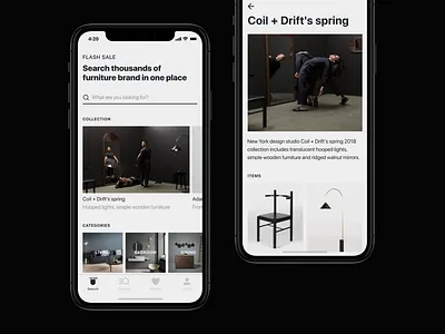 The Shop app application design e commerce feed furniture interaction interface ios list m commerce minimal mobile product shop ui ux