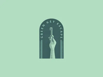 Green Key Escape Logo - final design branding drawing escape room hand concept illustration logo simple texture vintage