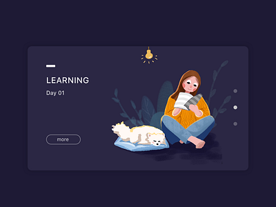 Learning dark dog girl illustration pet ui web
