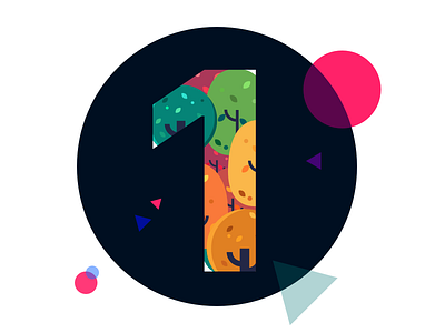 1 Dribbble Invite design dribbble dribbble invite geometry graphic invitation invite invites number number 1 plants tree