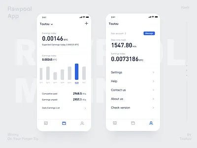 Rawpool App Design app block chain design pool ui ux