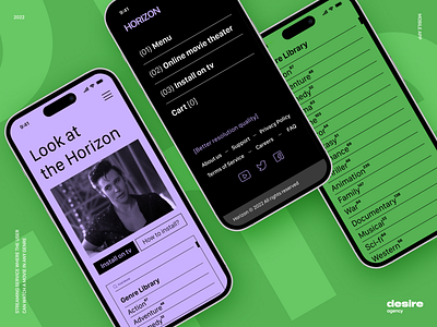 Responsive | Horizon adaptive cinema design desire agency film graphic design mobile mobile interface mobile ui movie player movies online movie responsive site tv app ui web interface web site web ui website