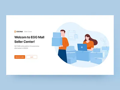 Seller Center homepage illustration land page shop online ui web