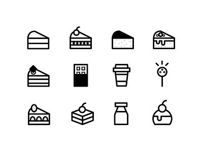 Cafe icons branding cafe cake chocolate coffee design dribbble food icon icon set icons illustration logo vector