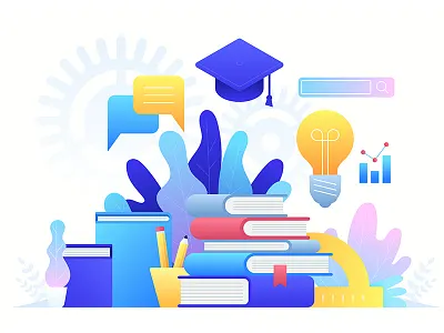 Online Education, training courses, distance education art artwork book concept courses design education flat icon illustration online training tutorials vector