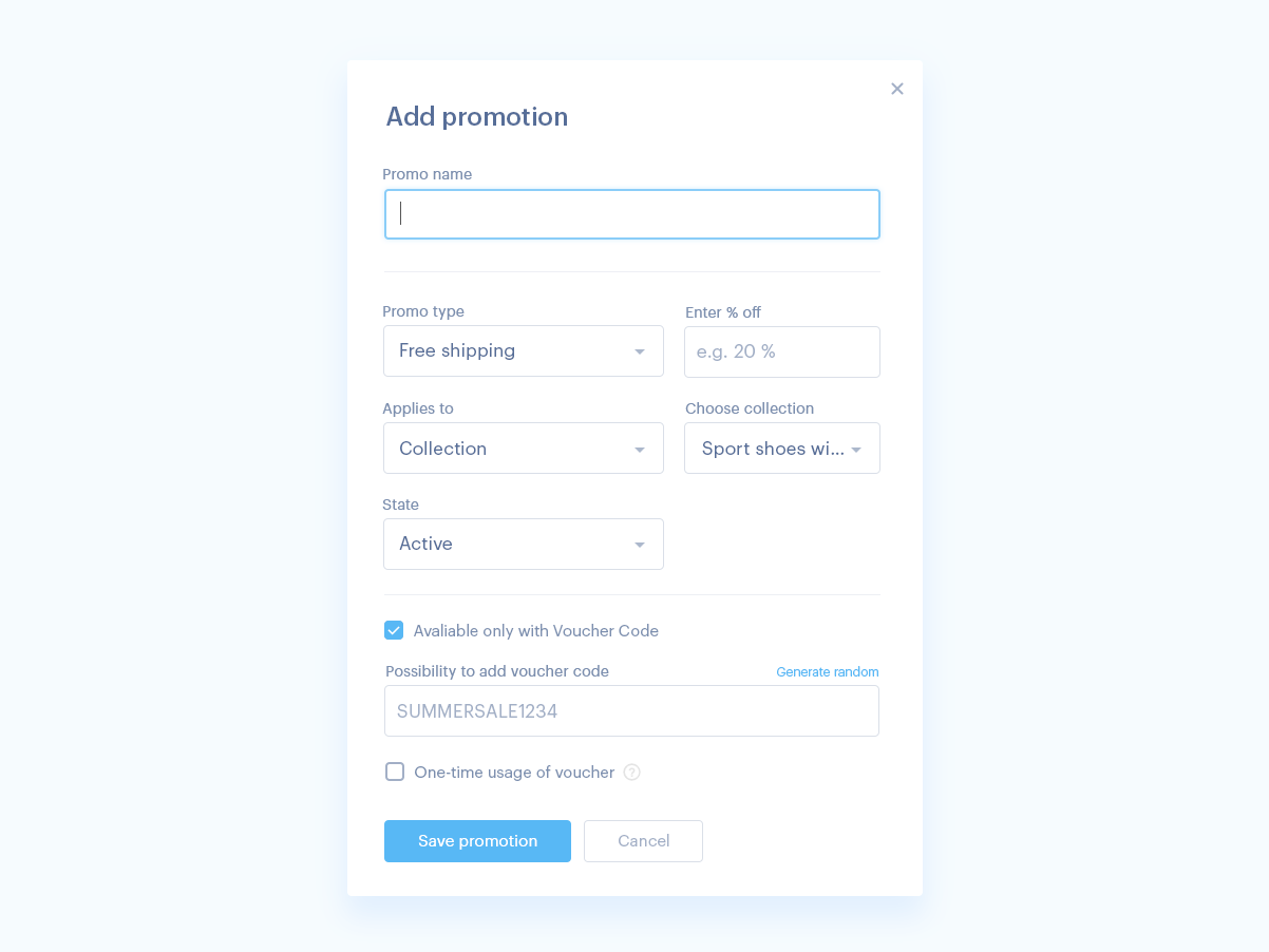 Example of Add promotion