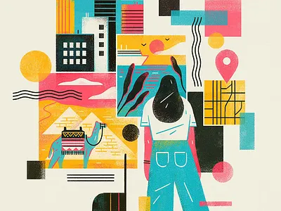 Broaden Your Mind city countries design editorial flat geometric graphic illustration nature shapes simple texture tourism travel world