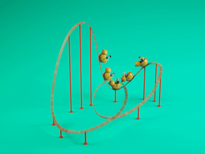 Duck Dive Express 🐤🎢 3d aforox aforox tv animation c4d loop motion octane
