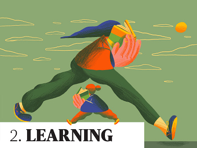 BBC Science Focus Magazine - Brain Tune-Up art direction brain character design color colour editorial editorial illustration graphic illustration learning magazine reading shading walking